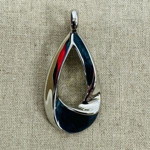 Lia Sophia Open Twist Tear Drop Silver and Blue Pendant